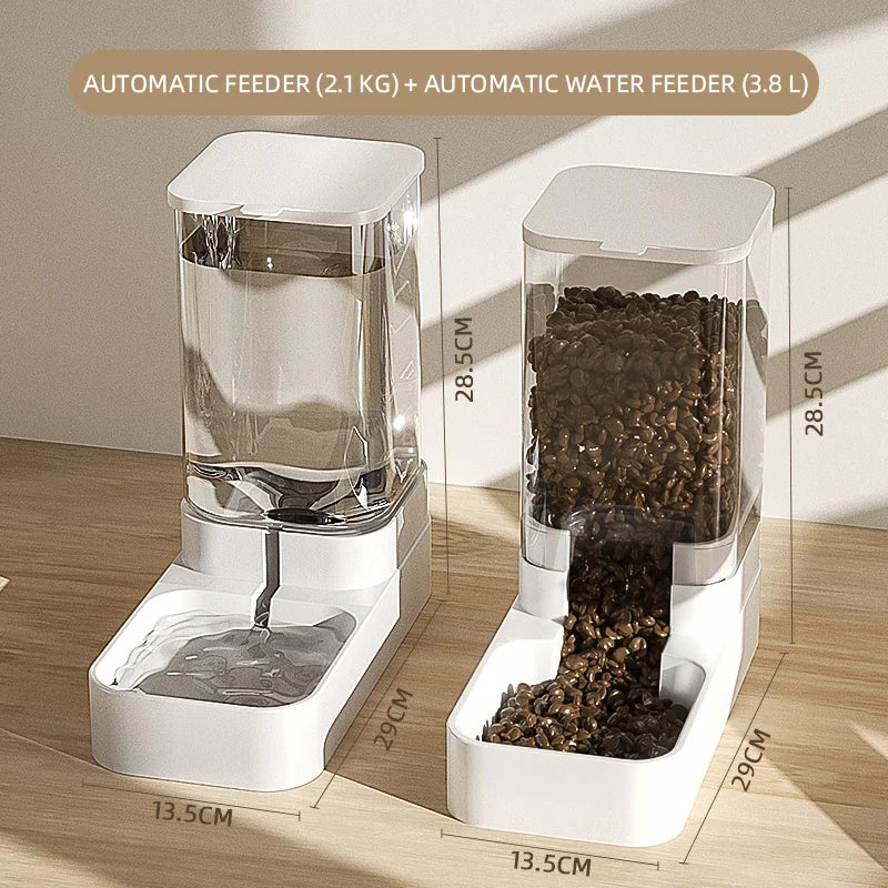 Upgraded Transparent Automatic Pet Feeder & Water Dispenser – Large Capacity