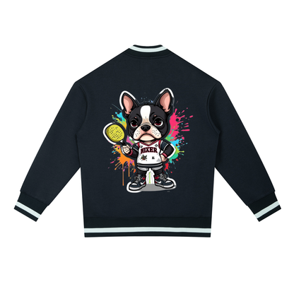 Contrast Piping Zip Bomber Jacket