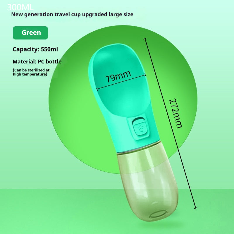 All-in-One Dog Travel Water Bottle & Food Container – Leak-Proof Portable Pet Dispenser, 458ml, Compact for Walks & Hiking