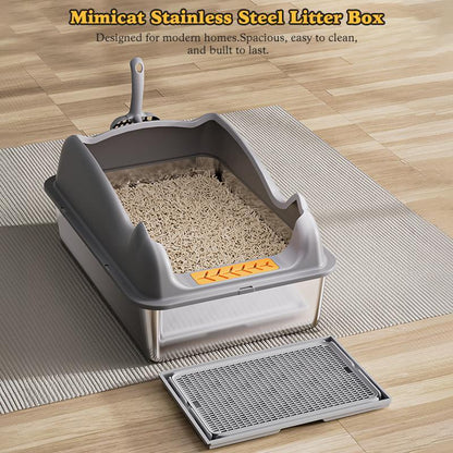 Large Stainless Steel Cat Litter Box – Rust-Resistant Easy-Clean Design