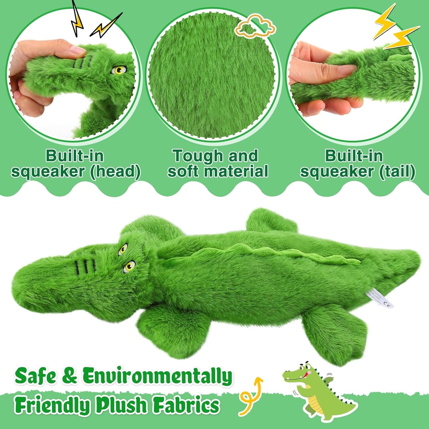 No-Stuffing Squeaky Dog Toy – Durable Plush for Aggressive Chewers