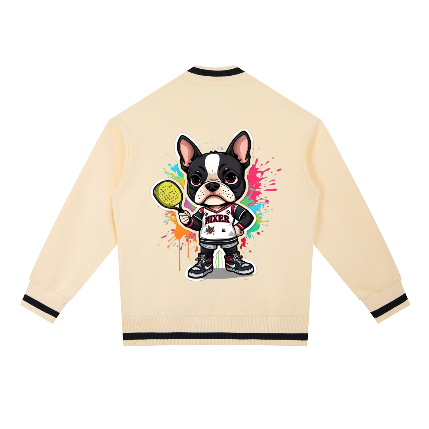 Contrast Piping Zip Bomber Jacket