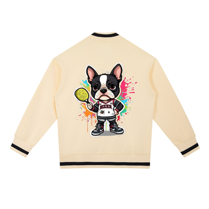 Contrast Piping Zip Bomber Jacket