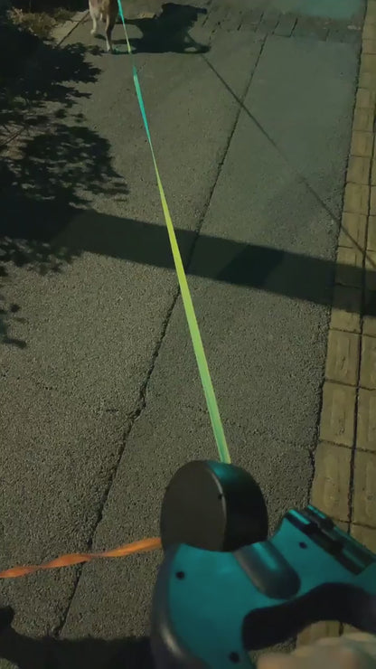 Retractable Dual Dog Leash with LED Light – 360° Swivel Reflective Double Lead for Small Dogs, Separate Brake Control, Poop Bag Holder