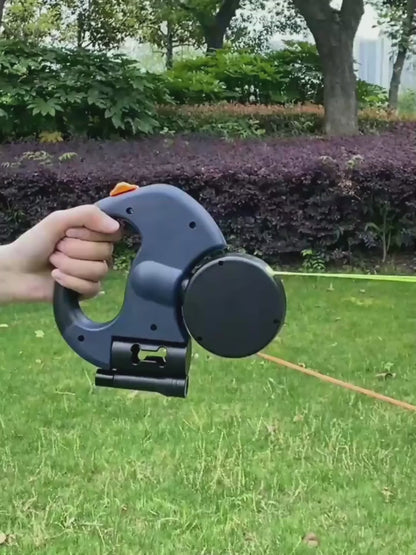 Retractable Dual Dog Leash with LED Light – 360° Swivel Reflective Double Lead for Small Dogs, Separate Brake Control, Poop Bag Holder