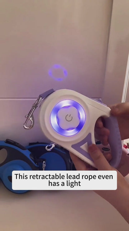 Retractable Dog Leash with Spotlight – Automatic 3m/5m Pet Traction Rope with One-Button Brake for Small & Medium Dogs